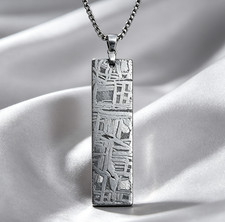 Meteorite rectangular pendant, Natural Muonionalusta Space Rock Necklace picture
