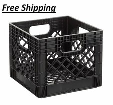 Juggernaut Storage 16QT Heavy-Duty Plastic Square Milk Crate Black picture