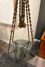 VTG MID CENTURY LARGE HANGING MACRAME TABLE 6 FT (GLASS NOT INCLUDED) picture