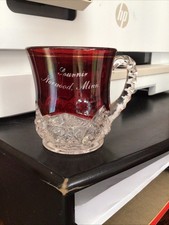 3” Eapg Ruby Flash Cup Norwood Minn Souvenir Minnesota 1900’s Young America picture