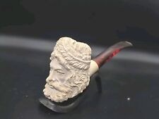 Vintage Meerschaum Hand-Carved Bearded Man Pipe and Case picture