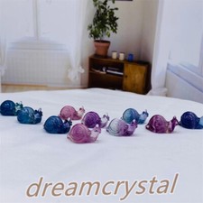 5pcs Natural Fluorite Snail Skull Carved Small Quartz Crystal Skull Gift picture