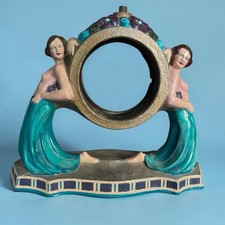 VTG Antique Art Deco Art Nouveau Figural Ladies Clock Frame Metal Ornate Vintage picture