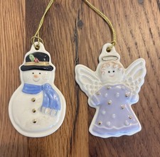 2 Lenox Ornaments 2003 - Angel & Snowman 3” picture