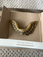 Ballard Designs Angel Wings Christmas Ornaments Set of 3 Gold NIB HO150 Holiday picture
