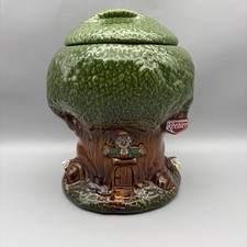 Vintage 1981 Keebler Elf Tree House Cookie Jar Ceramic McCoy #350 LID REPAIRED picture