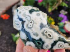 Ocean Jasper - Dark Green/ White Polished With Raw Reverse Side. picture