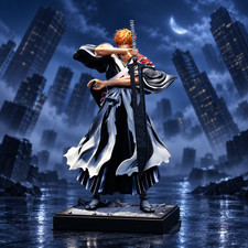 35cm Bleach Ichigo Kurosaki Figure GK Dual Sword Anime Statue Collectible *NEW* picture
