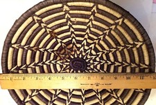 African Hausa Nigerian Basket Shallow Hand Woven Tribal Brown Tray 12