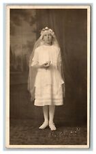 Vintage 1910's RPPC Postcard - Young Girl in Confirmation Dress picture