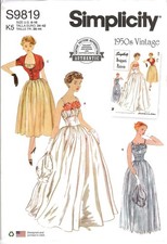 Simplicity S9819 Sewing Pattern 1950s Vintage Reproduction Dress Size 8-16 picture