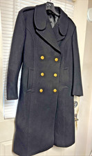 Vtg 50s US Navy Officer's Bridge Coat Dbl Breastd 100% Wool S Gld Eagle Buttons picture