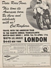 1974 Cal Rayborn Transatlantic Race London - TWA Airline - Vintage Motorcycle Ad picture