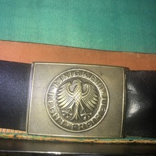Einigkeit Recht Freiheit German Military Belt Buckle 36 In Black Leather Belt picture