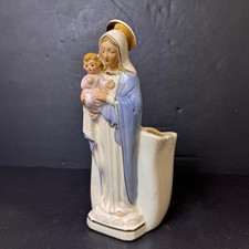 Vintage Lefton Madonna and Child Planter Figurine 7337 Japan Religious Decor picture