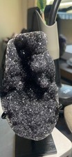 Beautiful Brazilian Black Amethyst Cluster with Metal Stand  3 lbs picture