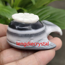 1x Natural Tai chi stone whale Skull Quartz Crystal Carved Skull Figurines Gem picture