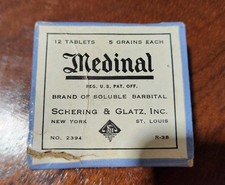 Vintage 1940s Medinal Soluble Barbital Schering & Glatz Inc Box picture