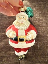 Vintage Dept 56 Mercury Glass Santa Christmas Ornament Handblown Jumbo 6.5” picture