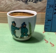Rare Czech Hand Painted Porcelain Egg Cup Shot Good Soldier Vejk Theme Vintage picture