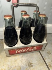 Vintage 1950’s Coca Cola Metal Aluminum 6-Pack Bottle Carrier Holder W/5 Cokes picture