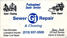 Jerry Neal Sewer Gj Repair & Cleaning Detroit & Suburbs Michigan Business Card picture