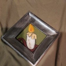 Vintage Framed Hand Made Needle Felted Candle picture