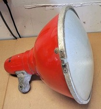 Vtg Revere Red Porcelain Enameled Gas Station Industrial Light Fixture  picture