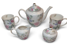 Grace Teaware Fine Porcelain Tea Set Teapot Cups Sugar Creamer Floral Chintz picture