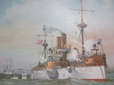 1899 Spanish American War Print - U.S. Battleship Maine at Havana Harbor, Cuba picture