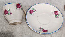 Vtg Miniature Mini Tea Cup Saucer Set Porcelain Rose Design Gold Trim Japan READ picture