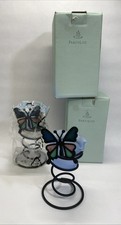 Lot Of 2 Vintage PartyLite P7492 Spiral Butterfly Votive Holders Metal & Glass picture