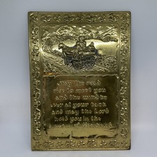 VINTAGE ELPEC EMBOSSED BRASS IRISH BLESSING PLAQUE SIGN WALL ART picture