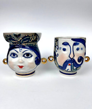 1960 Vintage Porcelain Vases Handmade Cobalt Odarka Karas Korosten Ukraine Signe picture