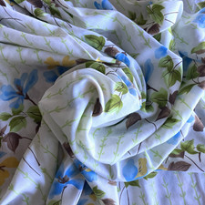 Vintage Sears Pinch Pleat Curtains Yellow And Blue Floral 2 Panels 24