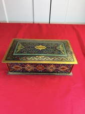 Vtg Schrafft’s Candy Tin Persian Rug Design Gilded 1lb Chocolate Box 5x8 picture