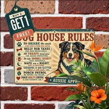 Australian Shepherd House Rules Sign Metal Tin Sign Distressed Pet Decor 8x12 picture