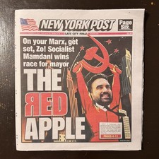 Zohran Mamdani Red Apple Newspaper November 5 2025 Socialist Marx New York Post picture