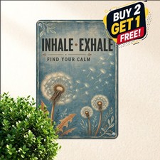 Just Breathe Dandelion Flower Botanical Art Metal Tin Sign Wall Plaque picture