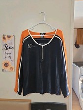 Harley Davidson Shirt Women's Sz 1W Black Orange 1/4 Zip Long Sleeve Great picture