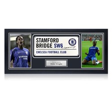 Didier Drogba Signed Chelsea Street Sign. Framed picture