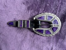 Zuni Belt Buckle Set Silver Purple Stone for 3/4” Griffin Evangeline Tsabetsaye picture