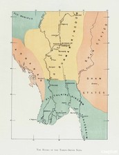 Vintage Map Poster of Burma - c1920s Historical Cartography 24x36” RARE Reprint picture