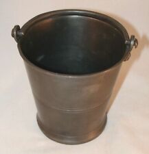 Unusual Vintage Pewter Bucket Swivel Handle Marked RM Over Fruits & Serpent picture