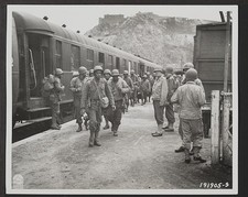 Photo:Cherbourg France 1944 Troop Train Unloading First Colored Troops picture