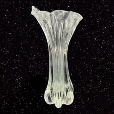 1980s Cavalier Clear Swung Art Glass Vase Polished Bottom Heavy Glass Vase VTG picture