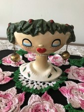 VINTAGE 1959 HOLT HOWARD  MY FAIR LADY CHRISTMAS HOLLY HEAD VASE picture