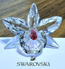 🌺 Swarovski Crystal **ARTIST SIGNED** 1998 Large Orchid Figurine, Dark Pink NIB picture