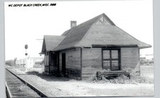 WC DEPOT black creek wi 1988 postcard wisconsin real photo rppc railroad train picture