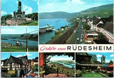 Vintage Postcard Grusse Aus Rudesheim Germany Rhine River Cable Car Multi View picture